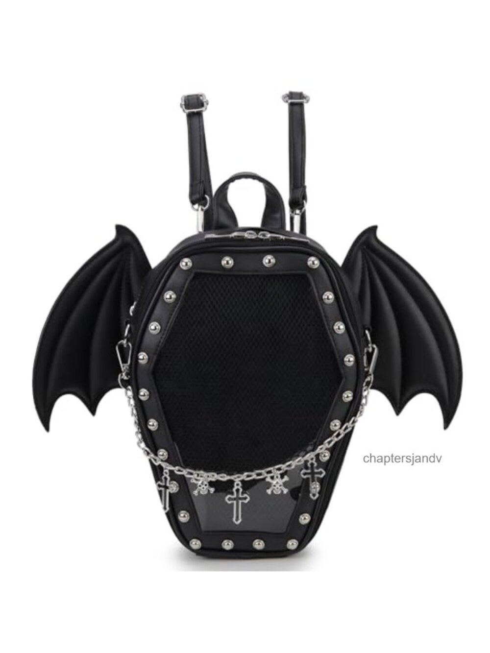 Gothic Coffin Ita Bag Backpack Vegan Leather Pin Display Purse